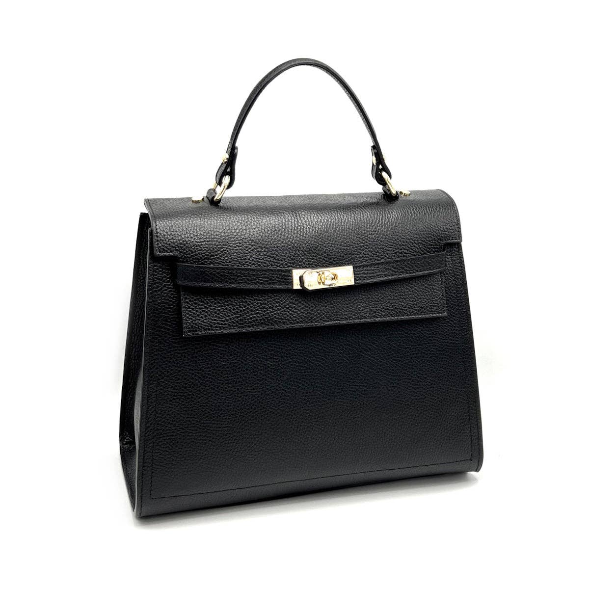 Genuine leather top handle bag XL, Made in Italy, art. 112634: Camel