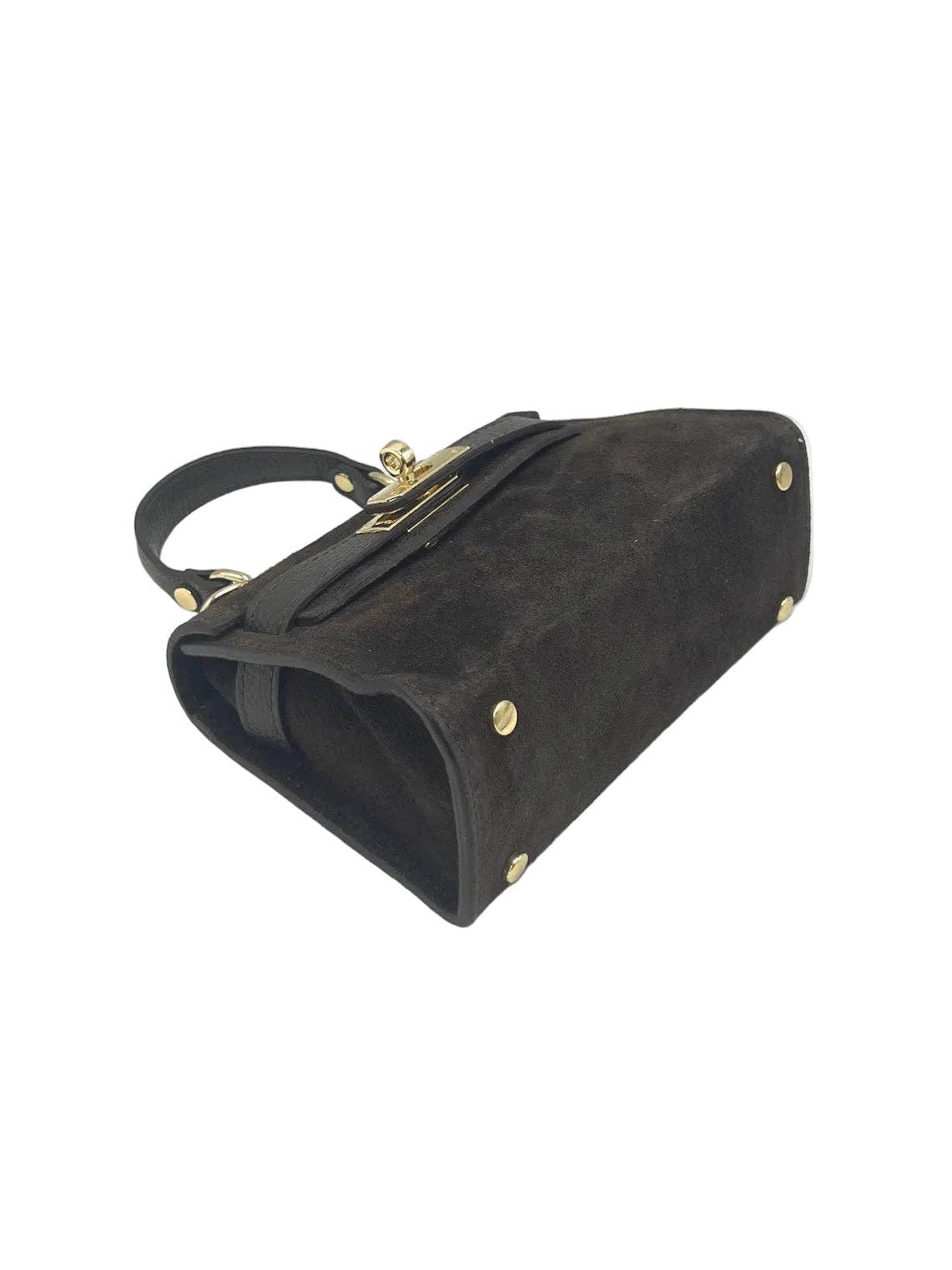 Suede and Genuine Leather Shoulder Bag, Made in Italy, art. 112781: Taupe