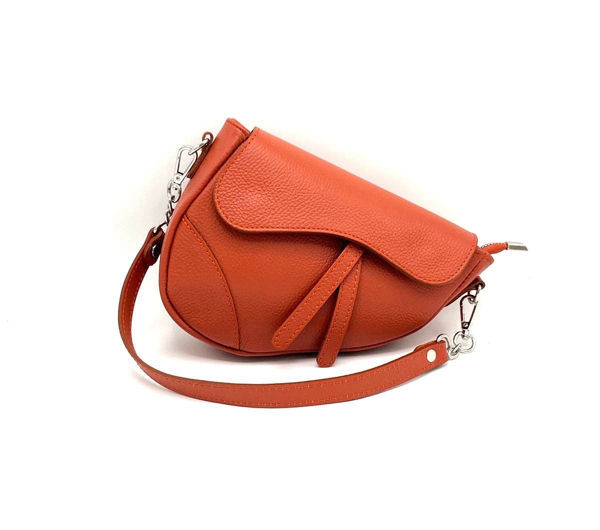 English Saddle Genuine Leather Shoulder Bag, Made in Italy ~ Taupe