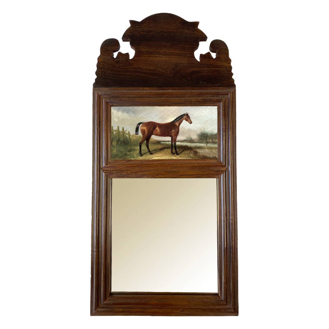 18-3/4" Wood Framed Mirror with Print of "Hunter" Horse