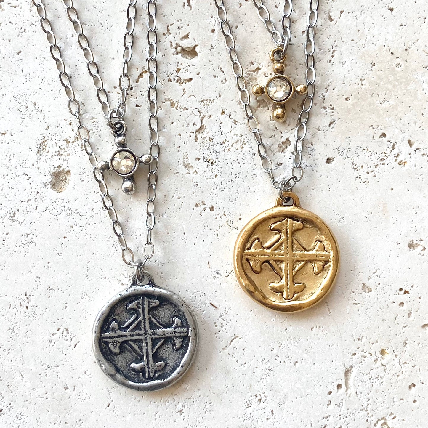 Serenity cross necklace religious Julio  jewelry prayer: Gold