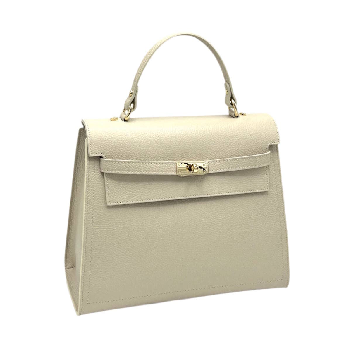 Genuine leather top handle bag XL, Made in Italy, art. 112634: Camel