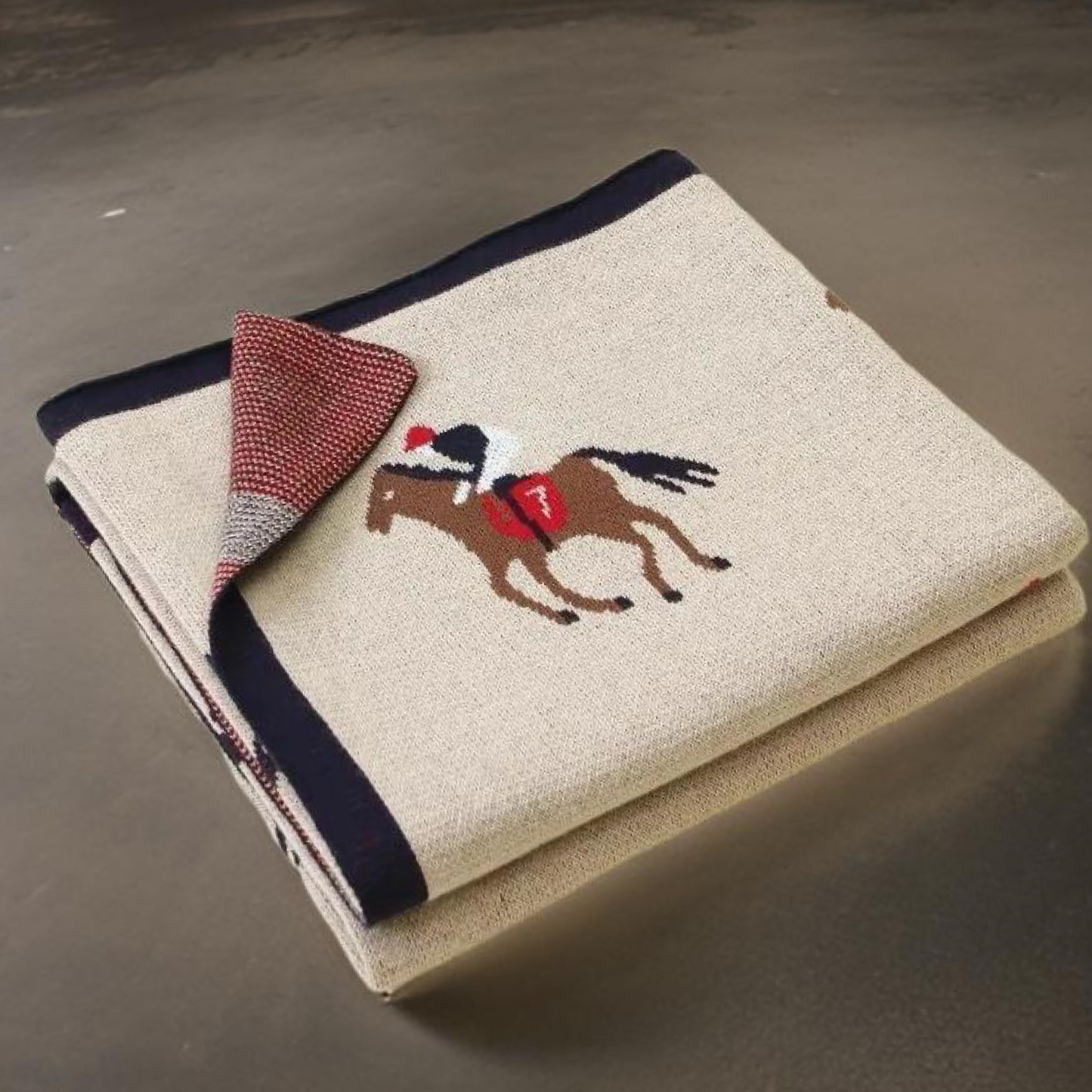 Equestrian Horse Racing Jockey Cotton Baby Blanket
