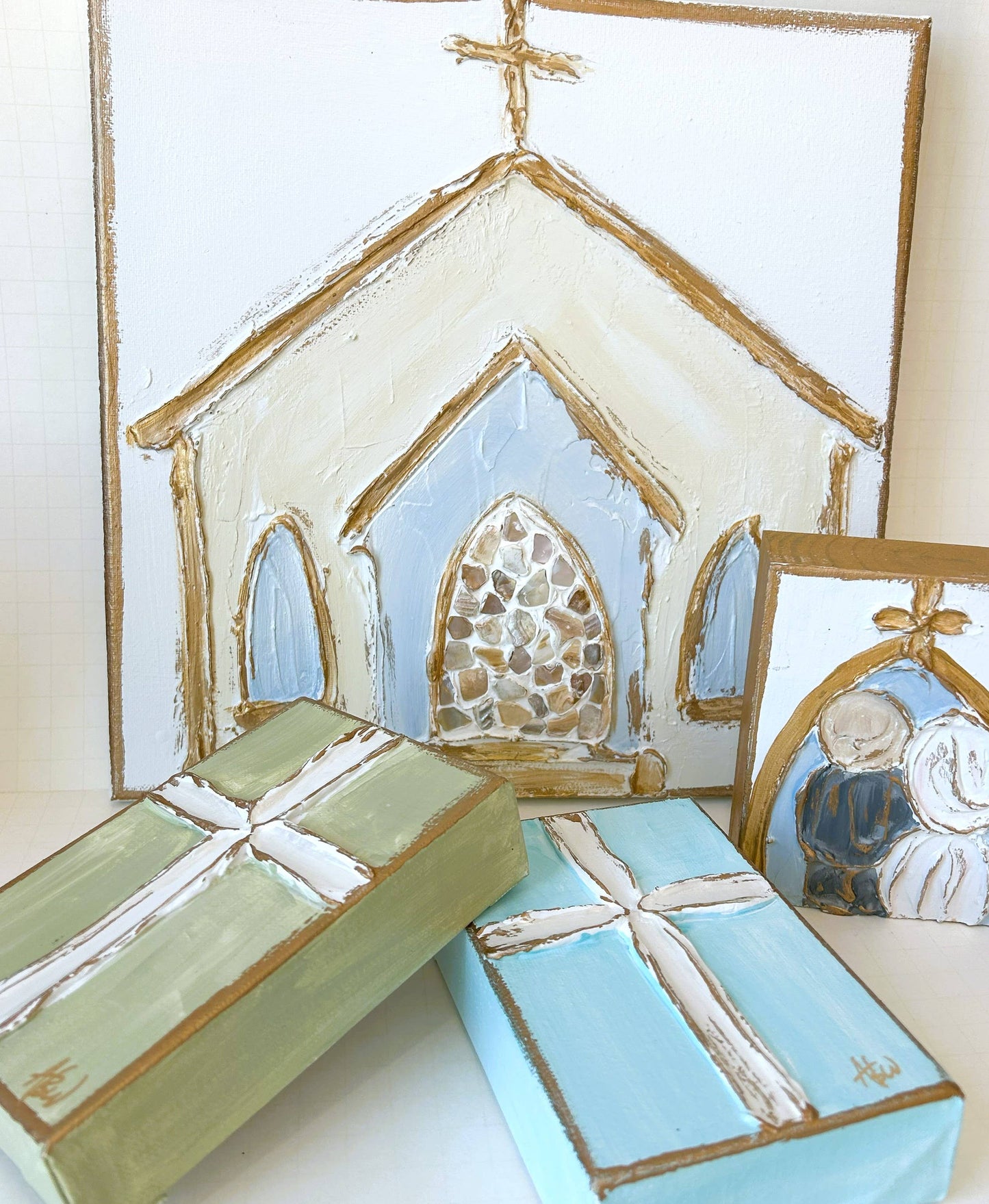 At the Church Door - Bride and Groom Wedding textured block