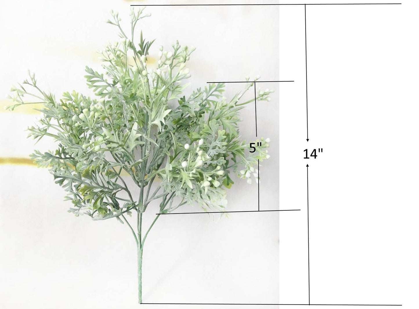 14" Artificial Flocked frosty Dusty Miller Bush: Blush Pink