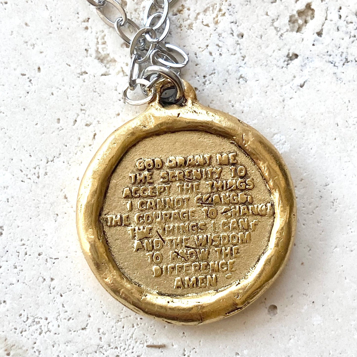 Serenity cross necklace religious Julio  jewelry prayer: Gold