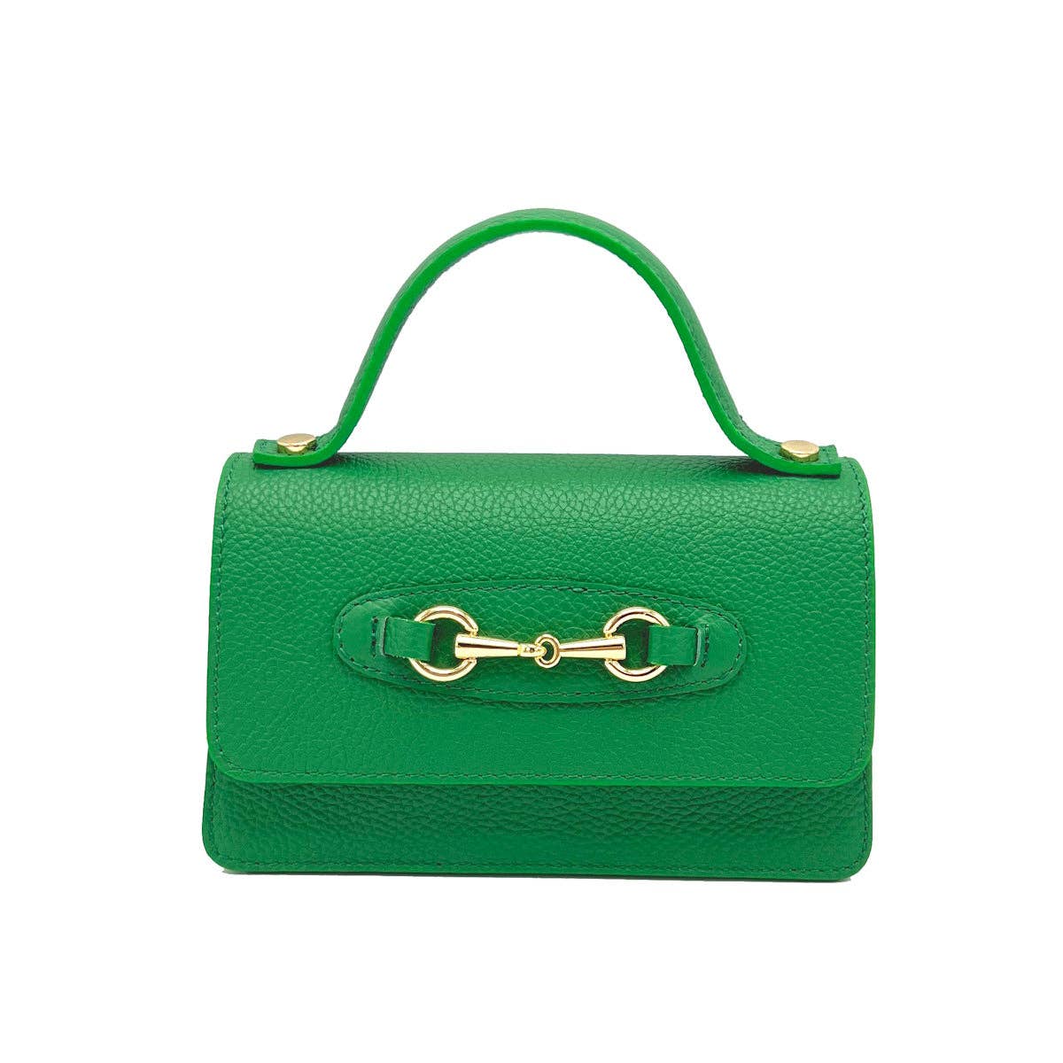 Genuine Leather Handbag with Chain, Made in Italy~ Fuchsia