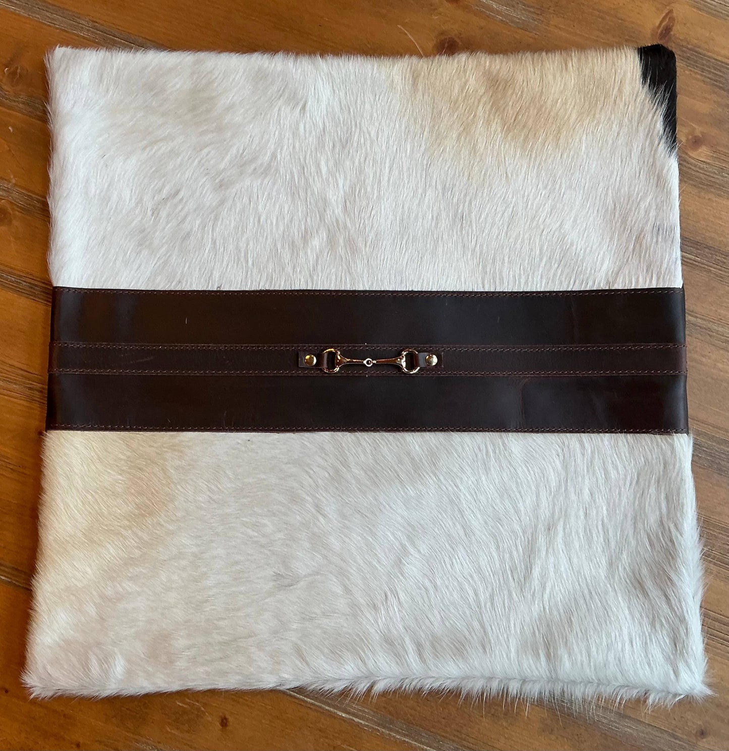 Snaffle Bit Cowhide Leather Pillow Cover 18”: #2
