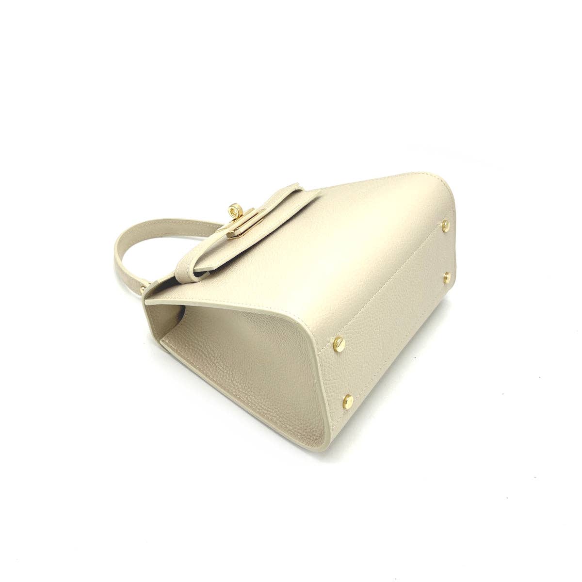 Genuine leather top handle bag, Made in Italy, art. 112631: Black