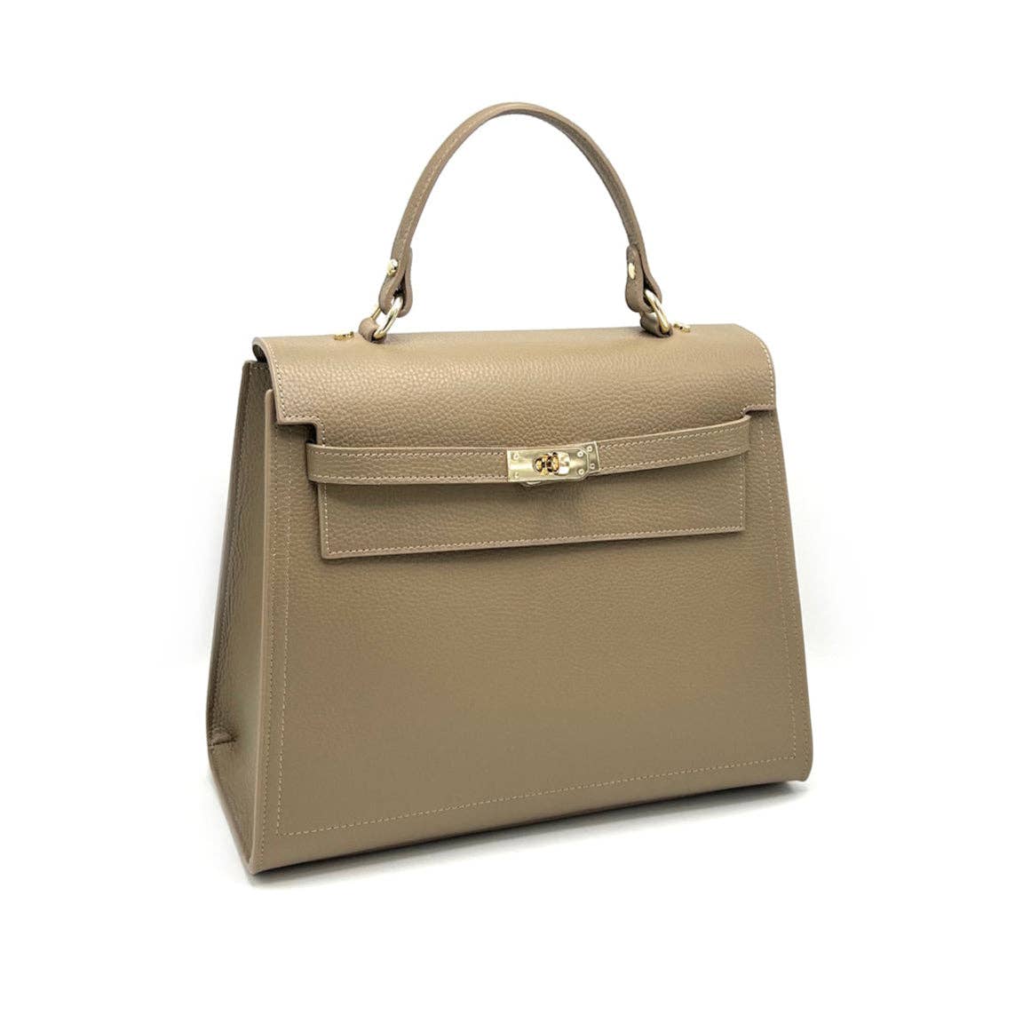 Genuine leather top handle bag XL, Made in Italy, art. 112634: Camel