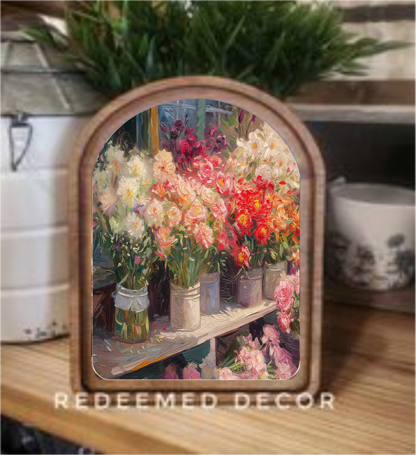 Arch Top Flower Shop Framed Art : 6x8"