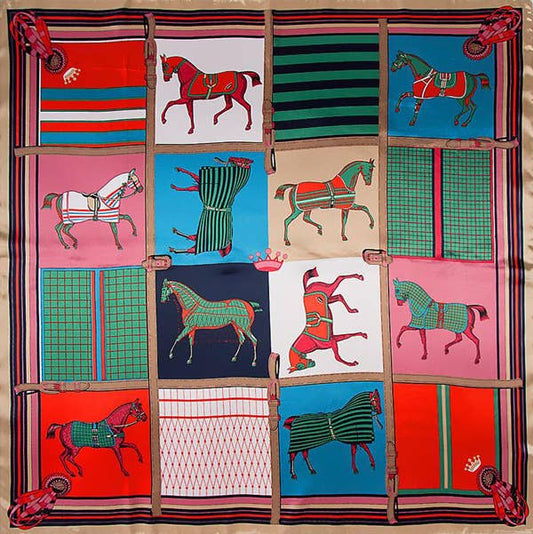 Equestrian Red Trotting Horse Poly Scarf