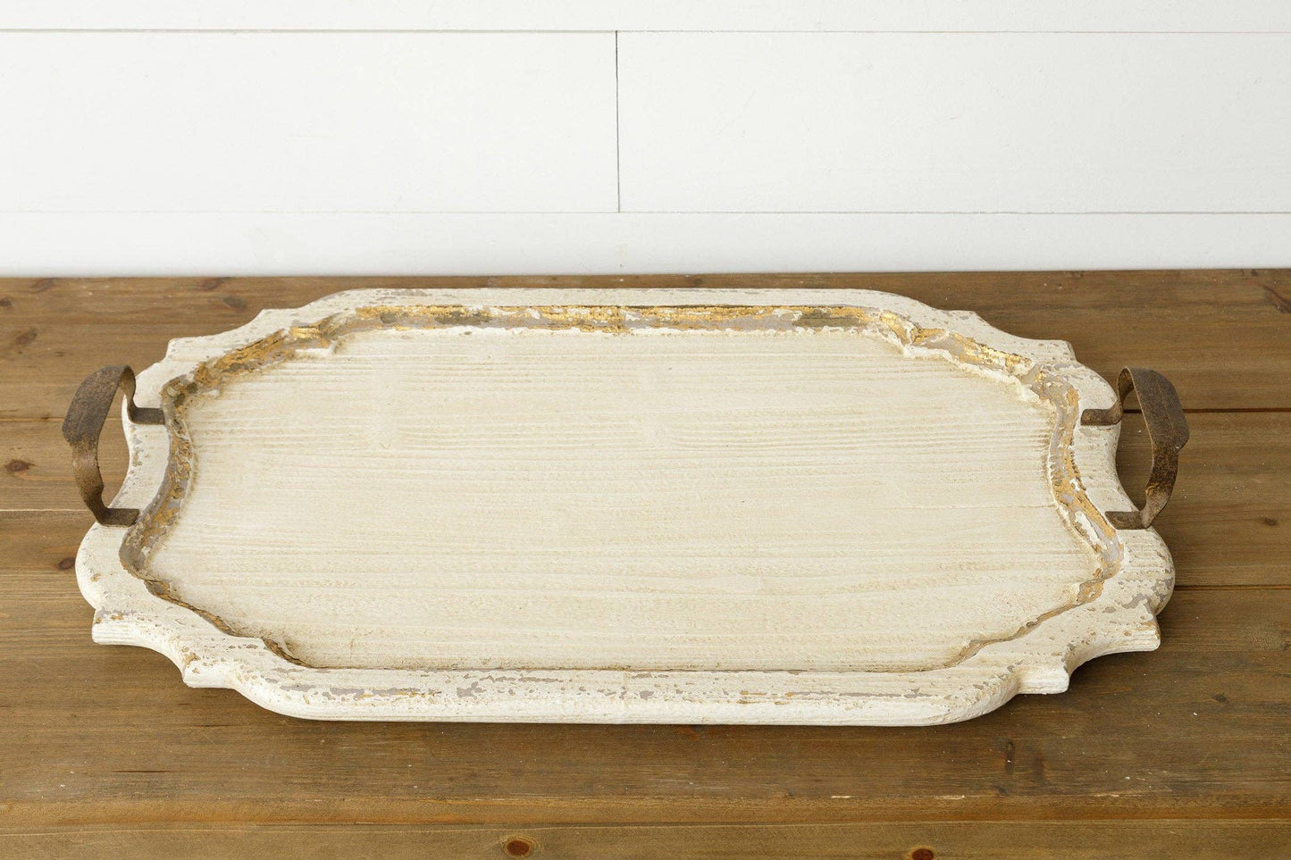 Gold Distressed Scallop Edge Tray