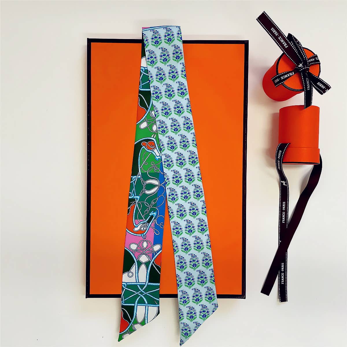 Swirly Ribbon  Scarf and Box: Yellow