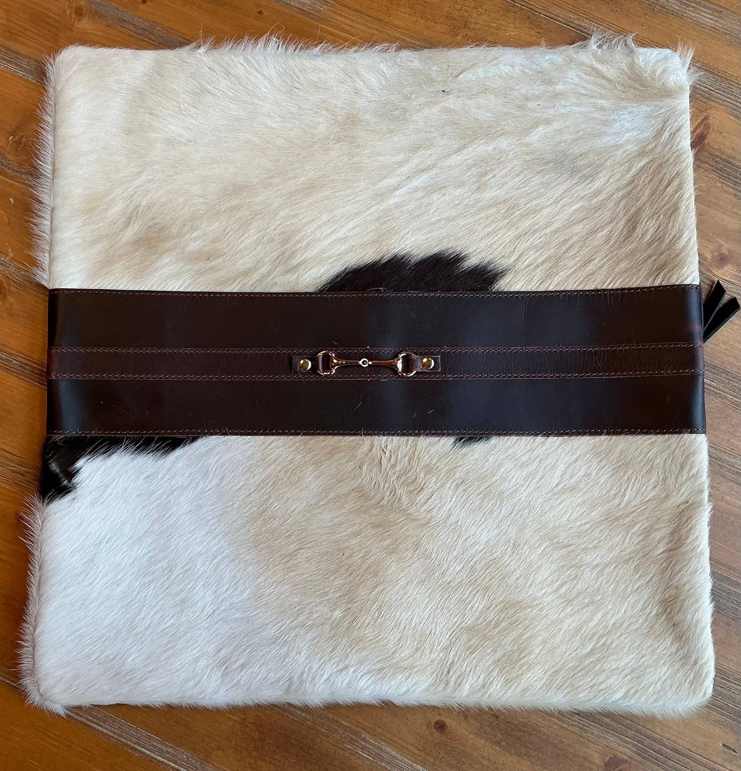 Snaffle Bit Cowhide Leather Pillow Cover 18”: #2