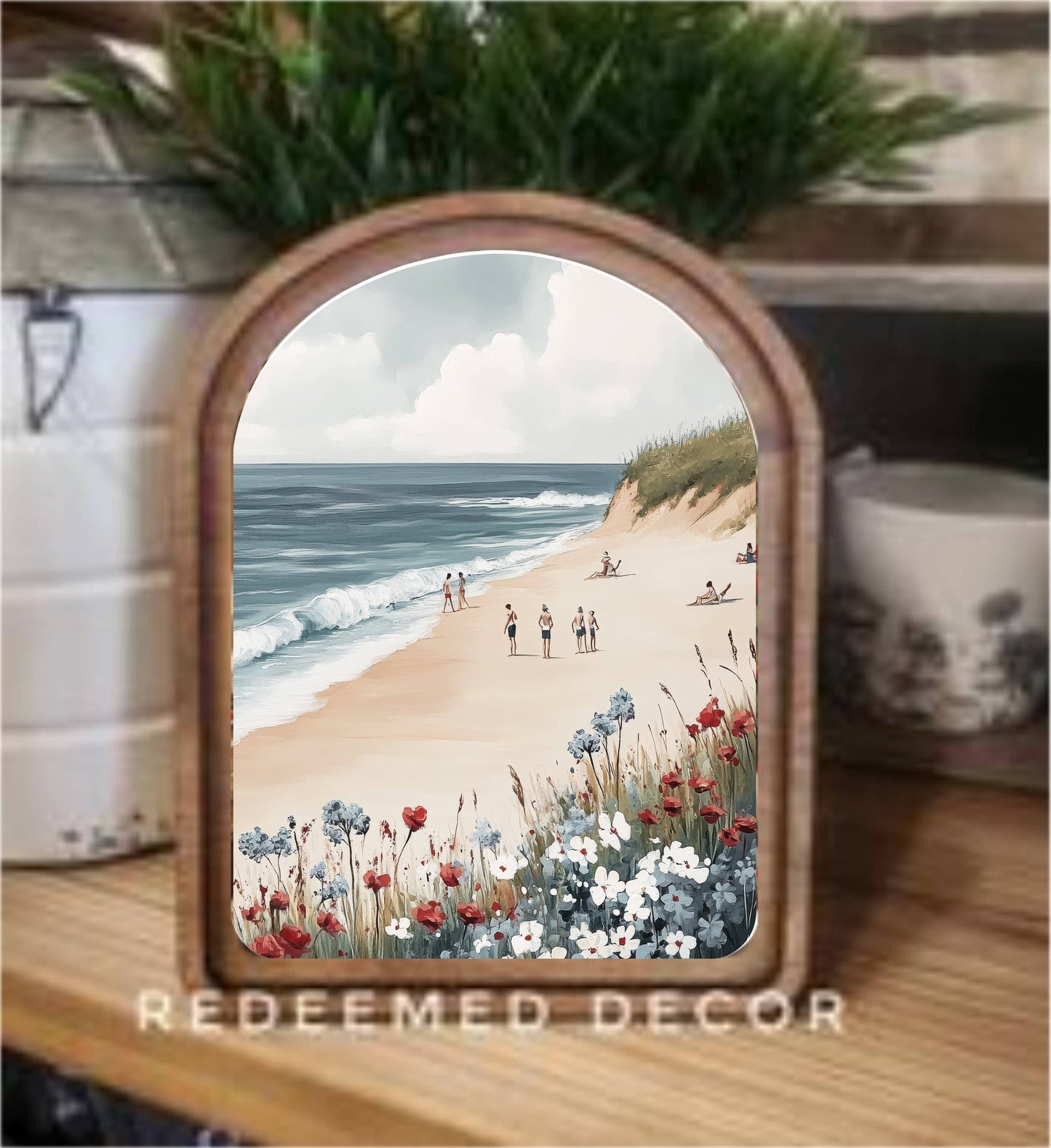 Arch Top Americana Beach Framed Art : 6x8"