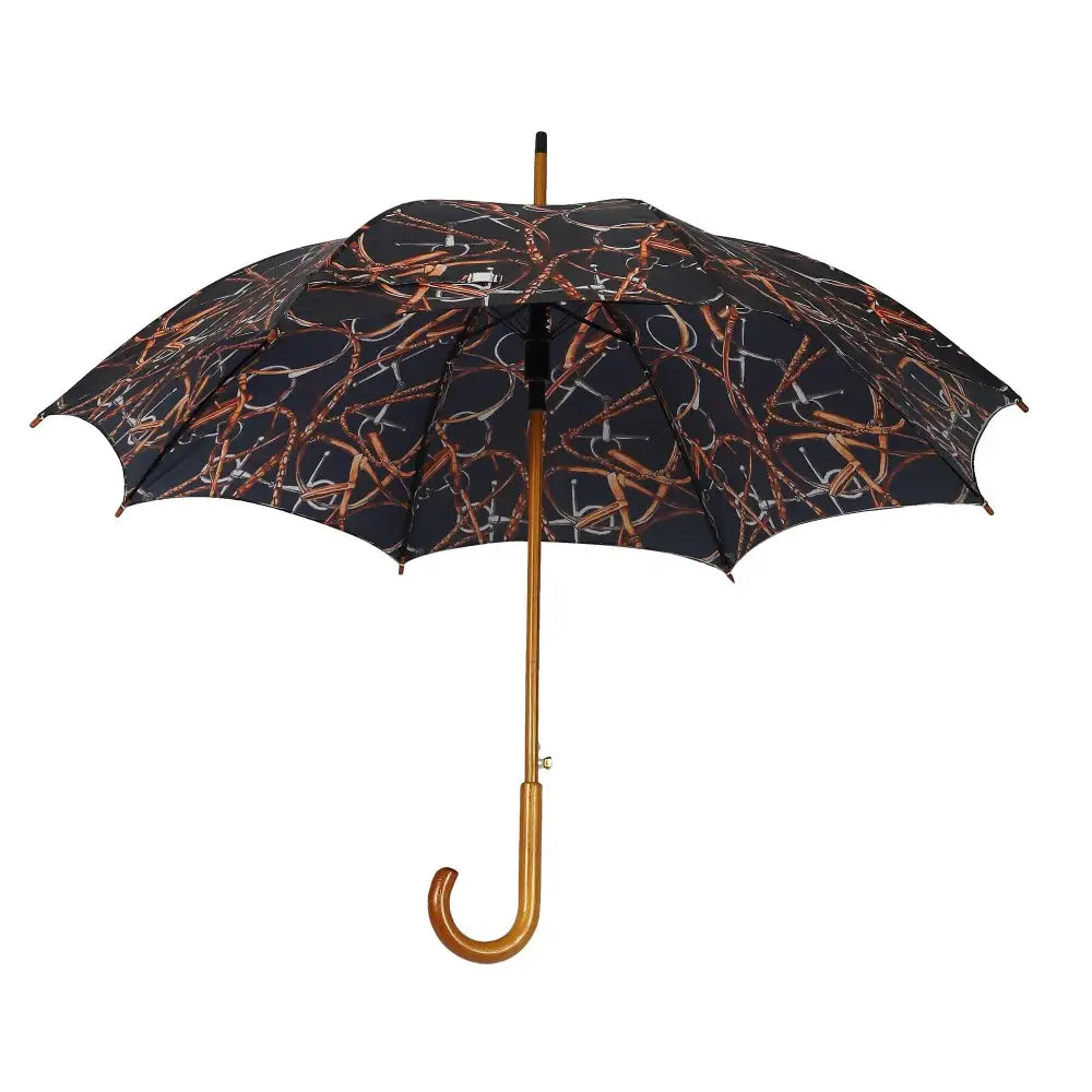 AWST Int'l Lila Linear Horses Umbrella: Navy