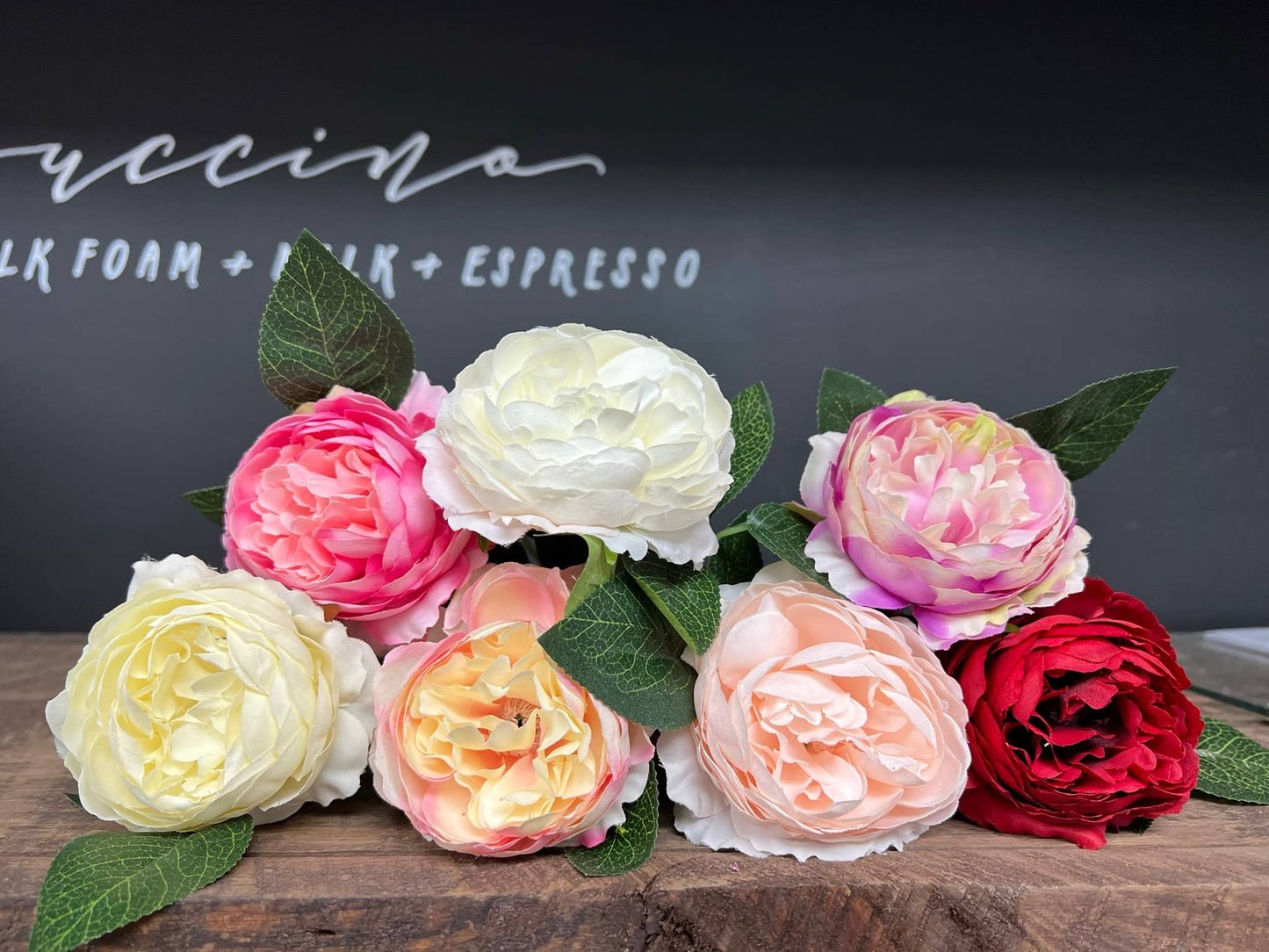 11" Artificial Cabbage Peony stem: Soft White