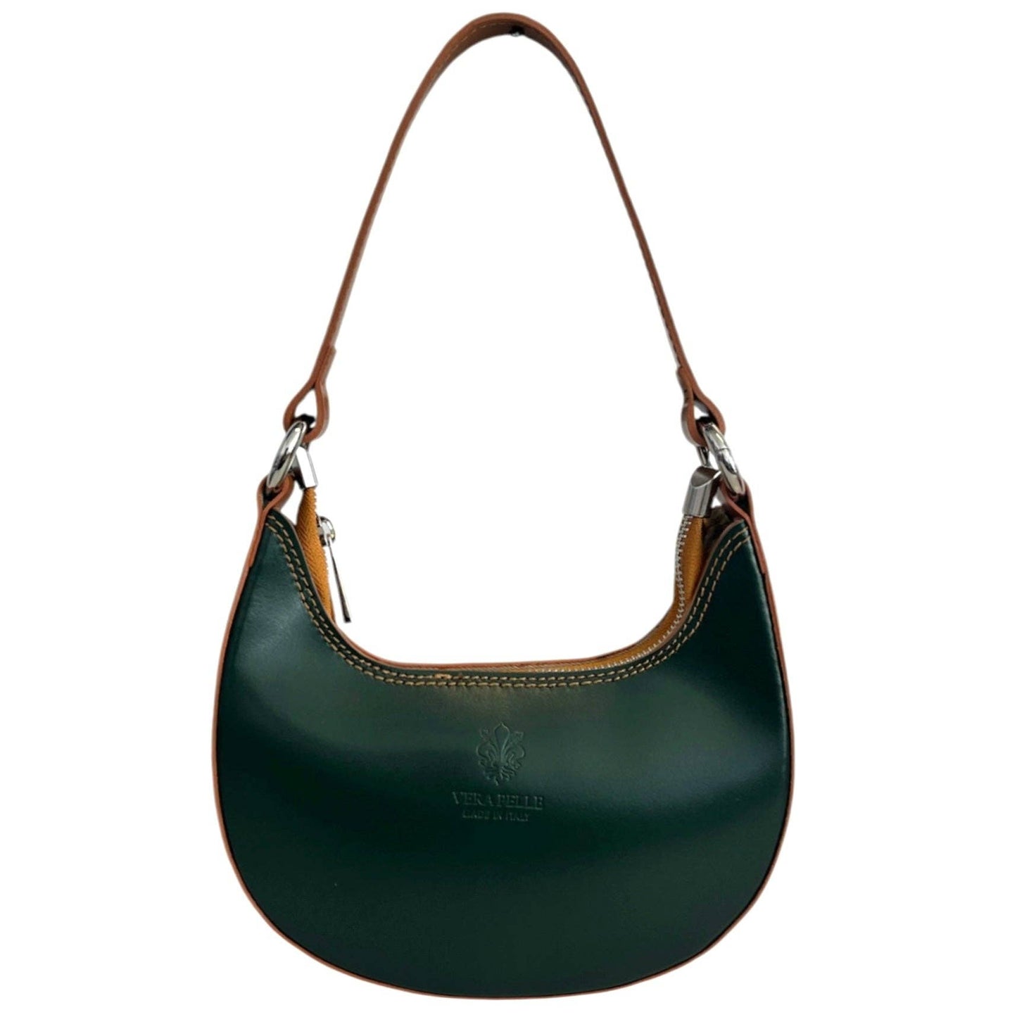 Modarno Women's Handbag with Removable Handle Bicolor in Genuine Cowhide Leather 21x5x12 cm: Sable