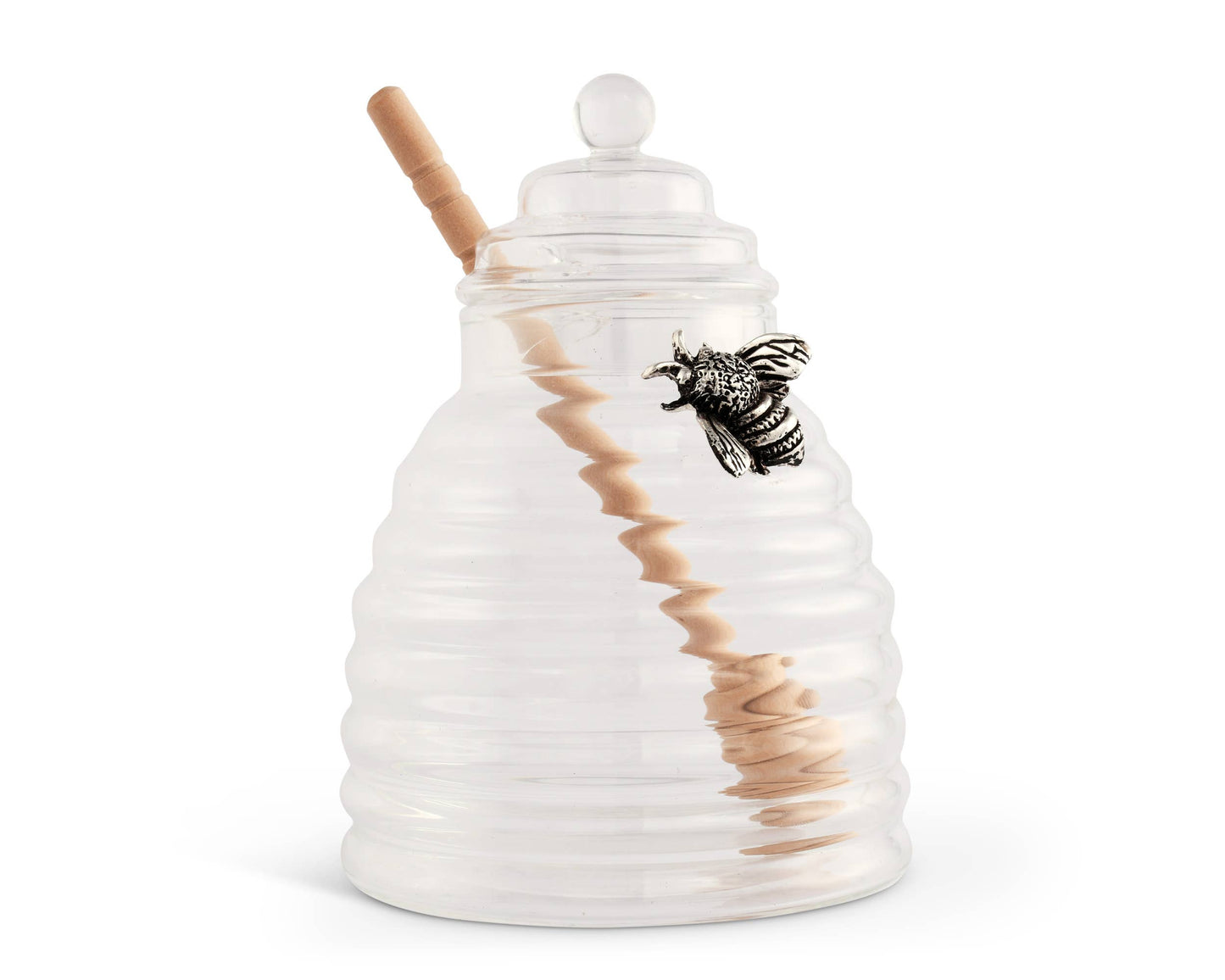 Silver Bee Honey Jar / Pot with Dipper