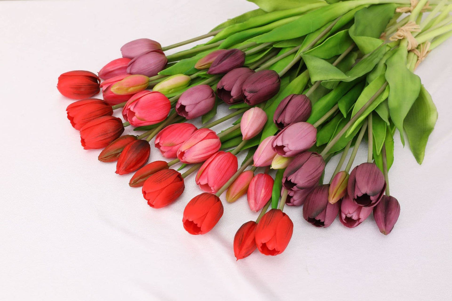 16" Real Touch Tulip-3 flowers 2 buds: Soft Pink
