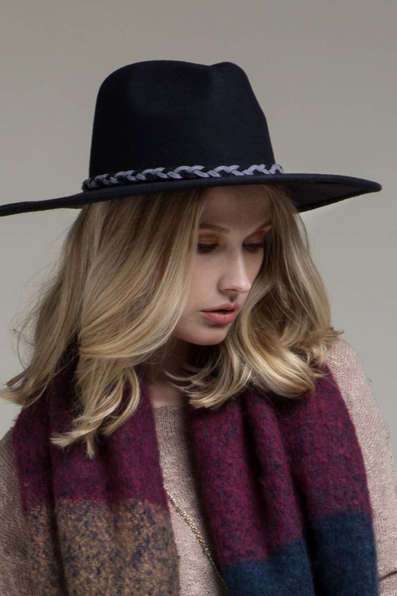 100% Wool Panama Hat & Braid: Grey / OS