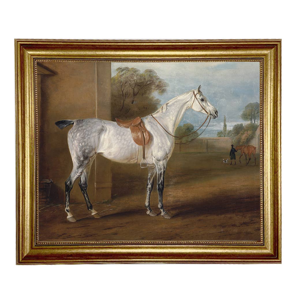 Leed's Grey Hunter Framed Oil Painting Print on Canvas: 8" x 10"