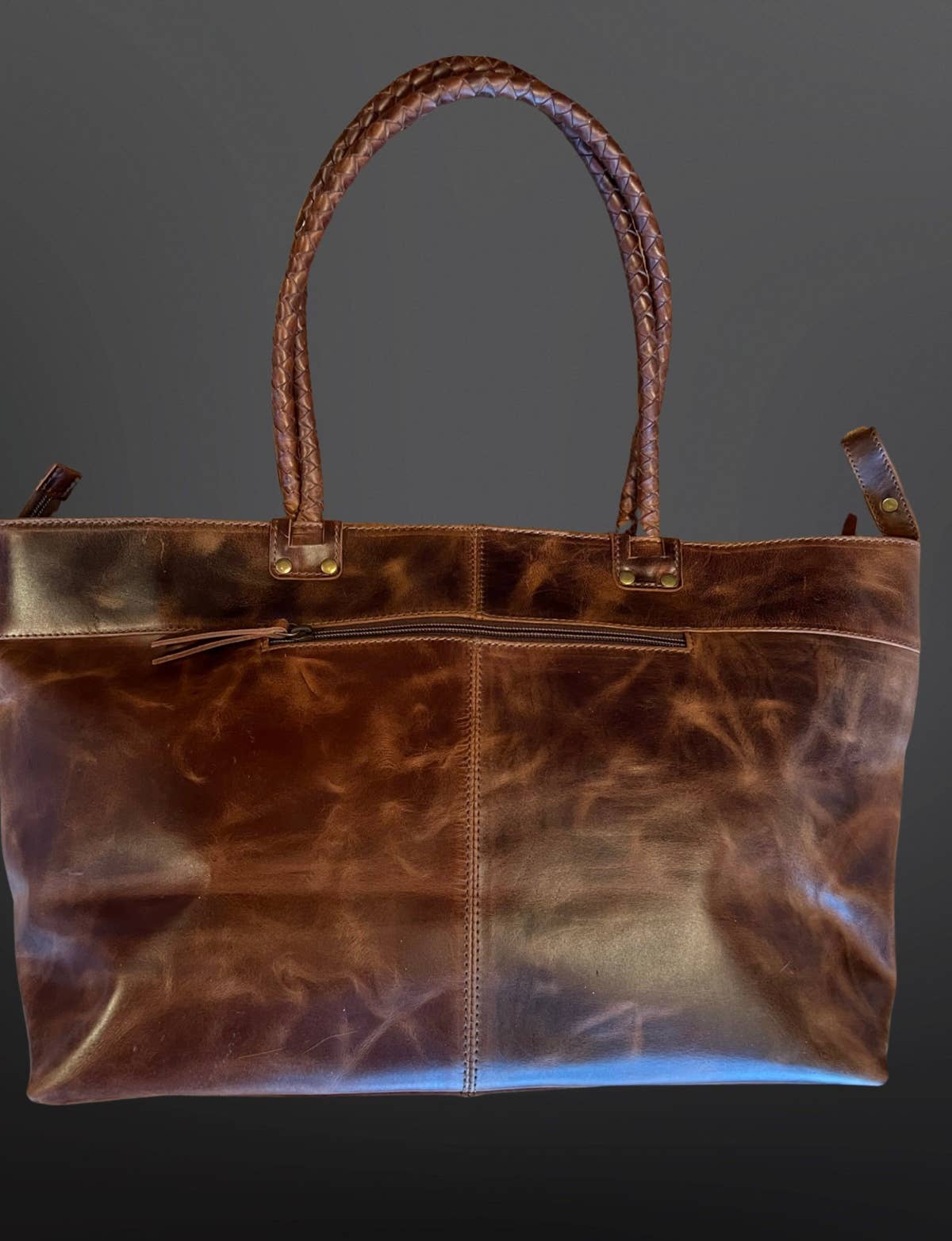 Equestrian Snaffle Bit Oakbark Oily Leather Tote Bag Purse