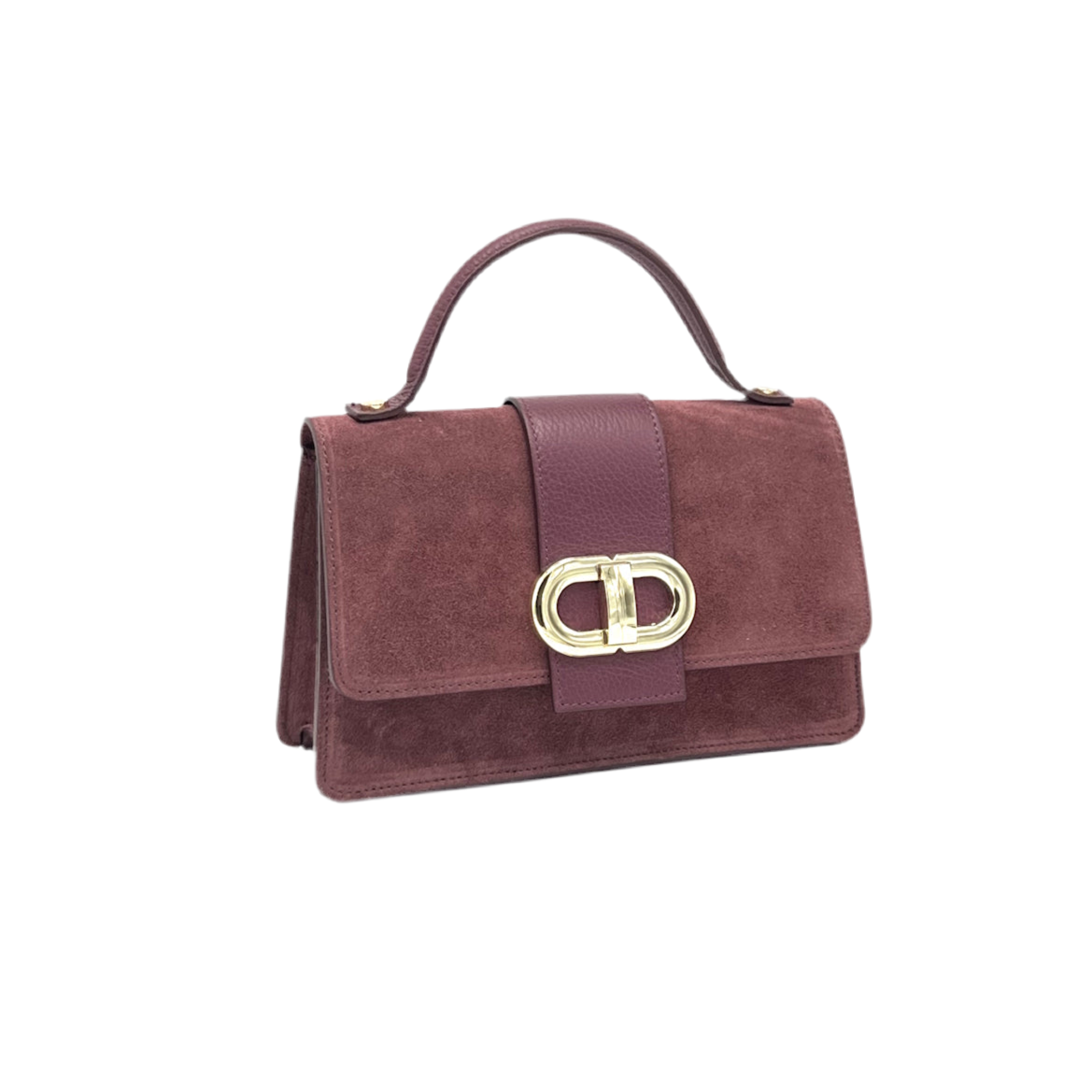Suede leather clutch bag with chain, Made in Italy, art. 112633: Camel