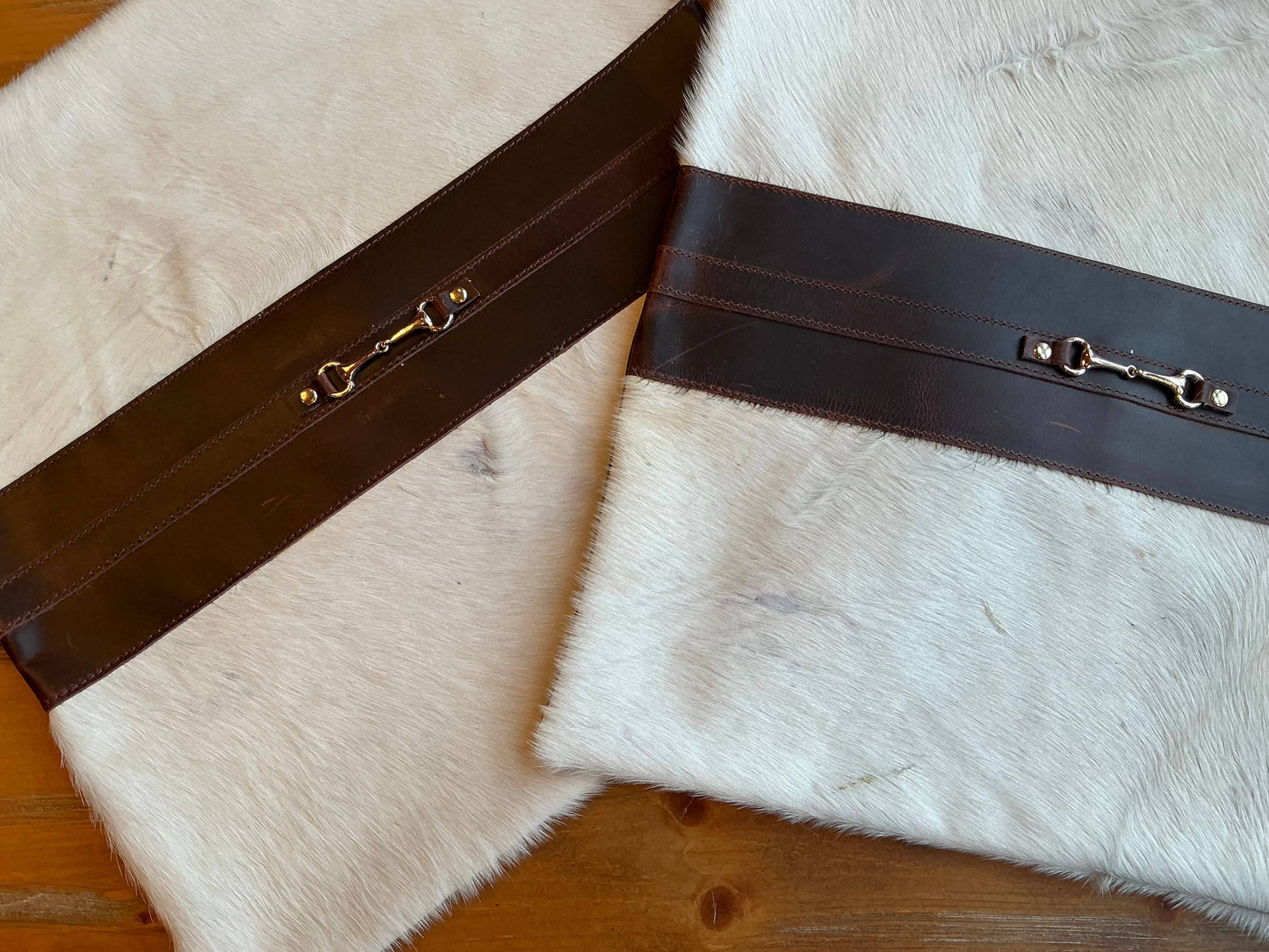 Snaffle Bit Cowhide Leather Pillow Cover 18”