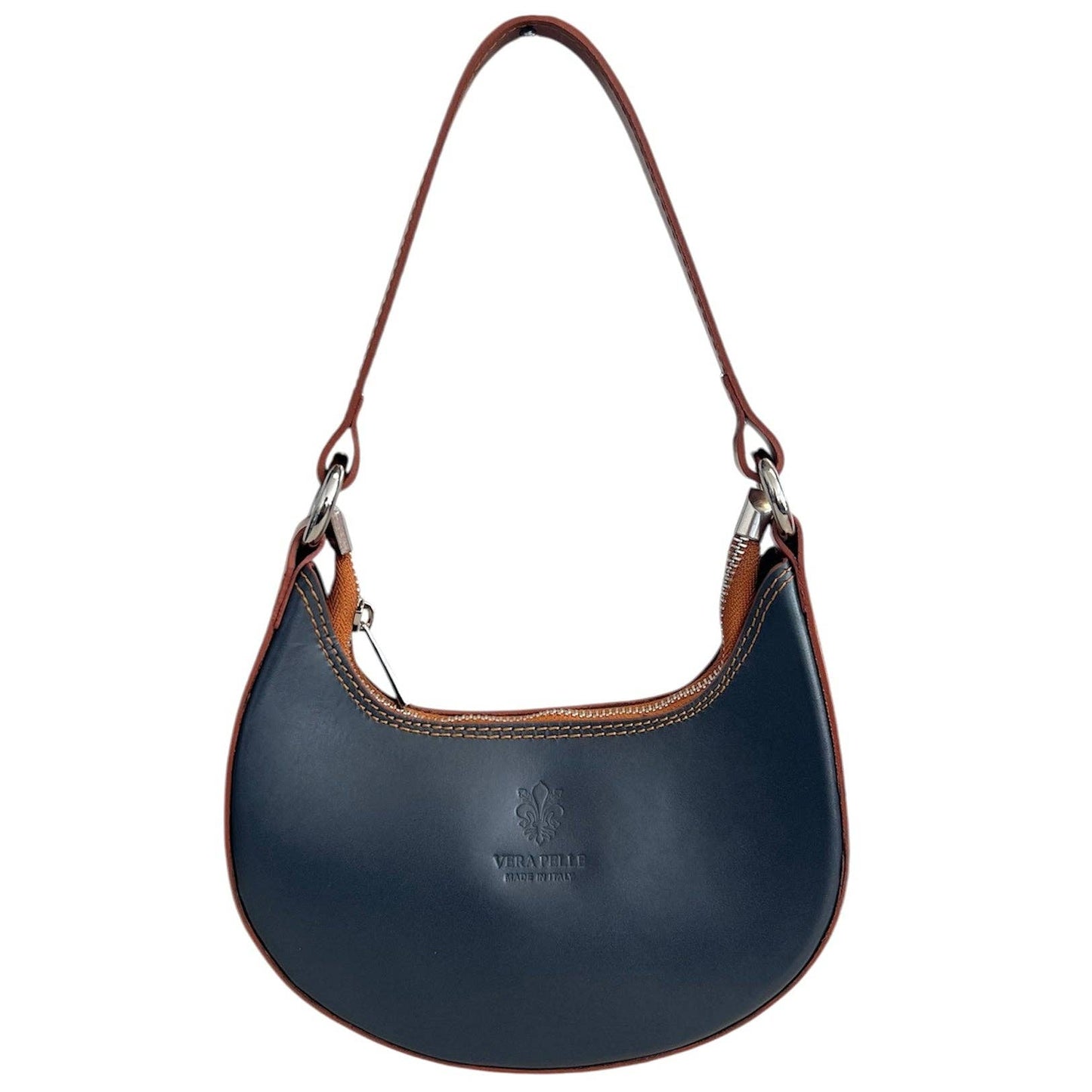 Modarno Women's Handbag with Removable Handle Bicolor in Genuine Cowhide Leather 21x5x12 cm: Sable
