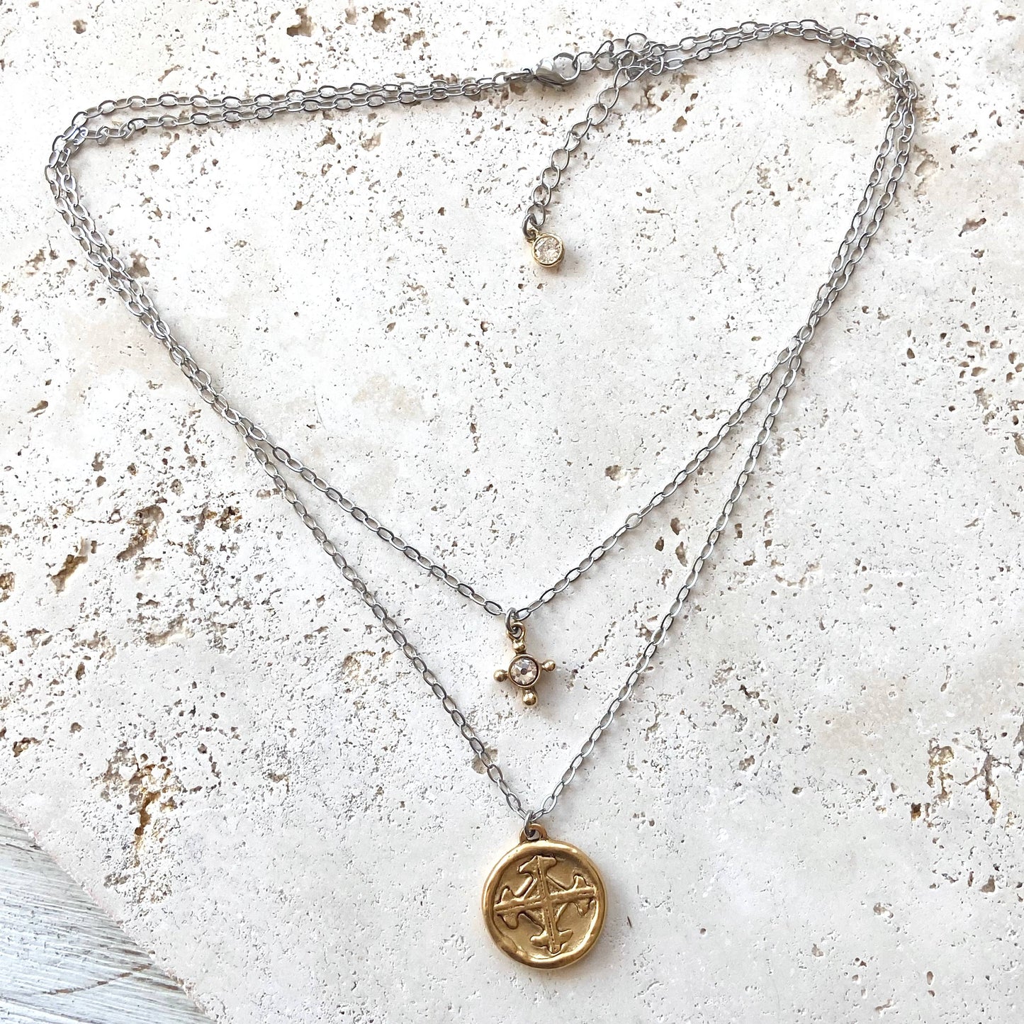 Serenity cross necklace religious Julio  jewelry prayer: Gold