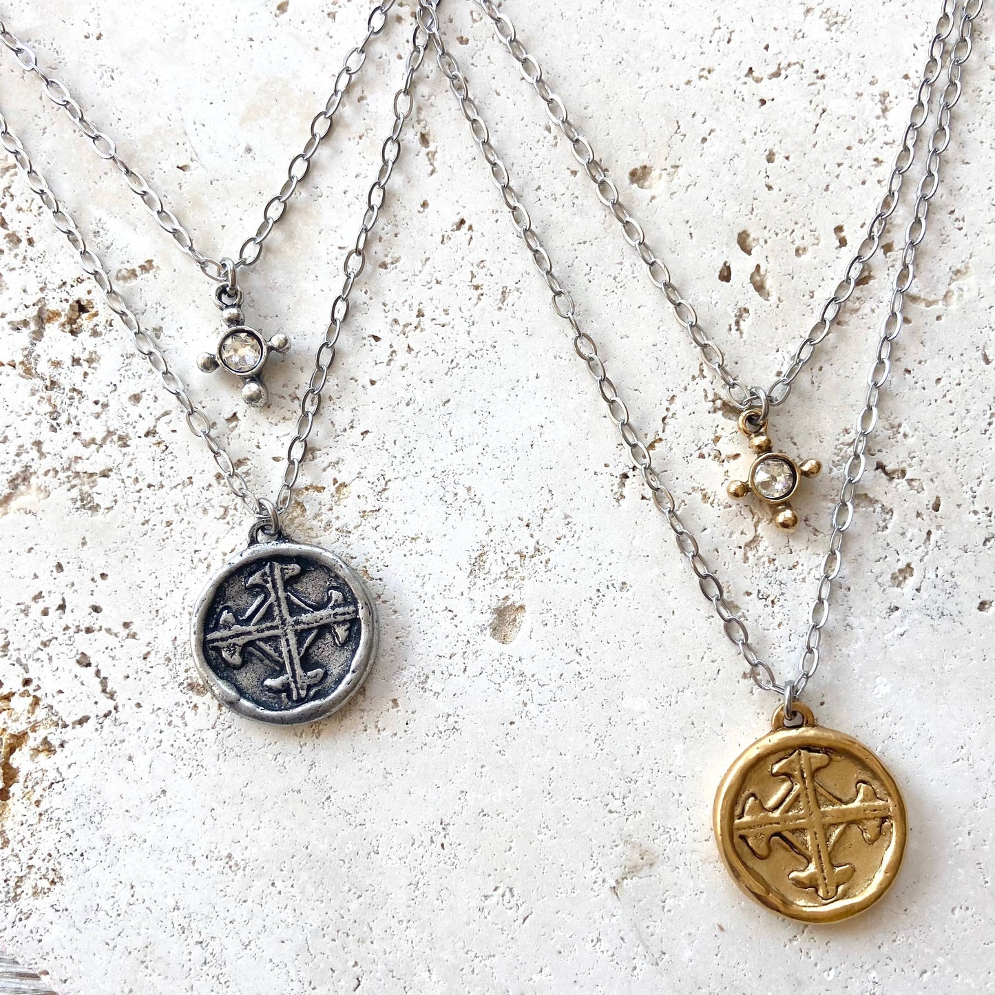 Serenity cross necklace religious Julio  jewelry prayer: Gold