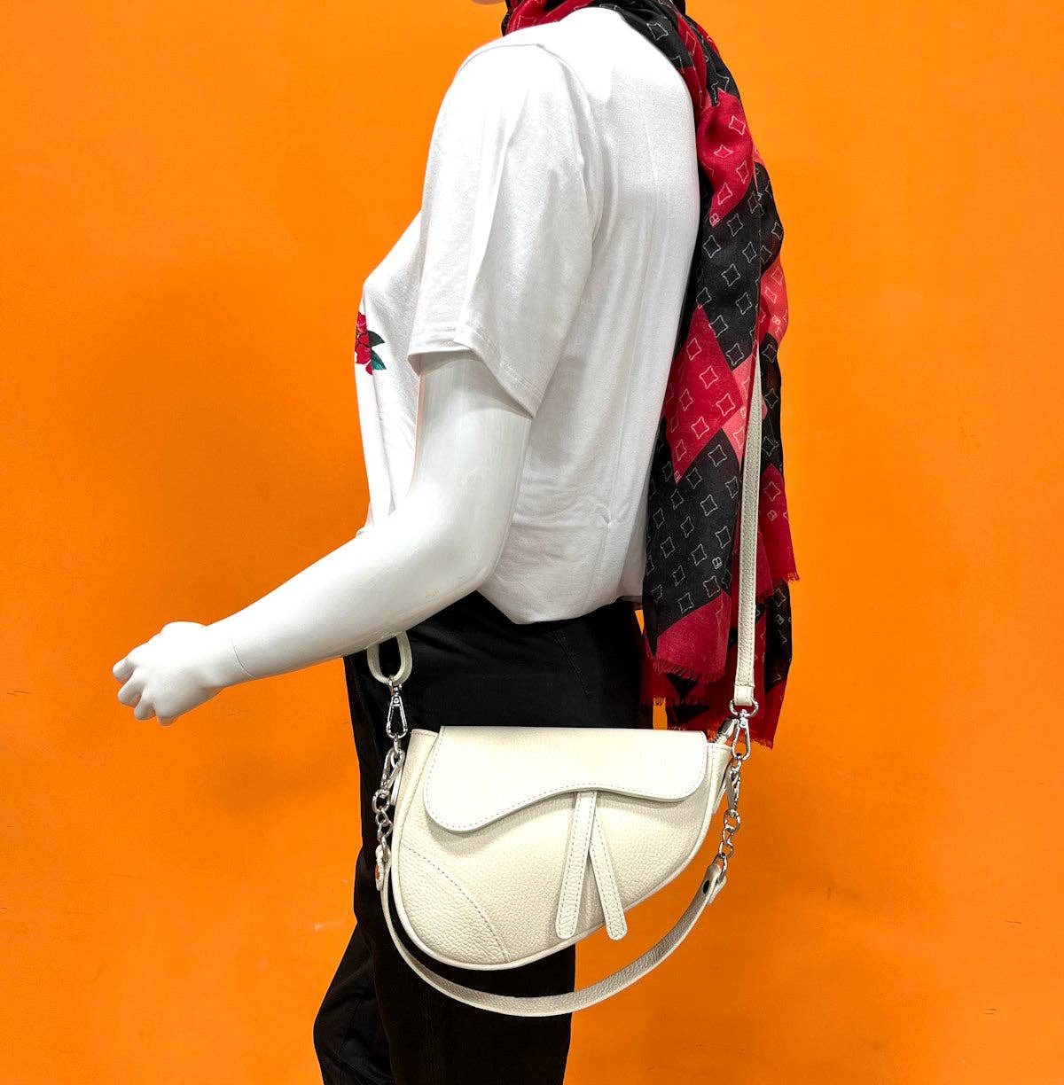 English Saddle Genuine Leather Saddle Shoulder Bag ~ Beige