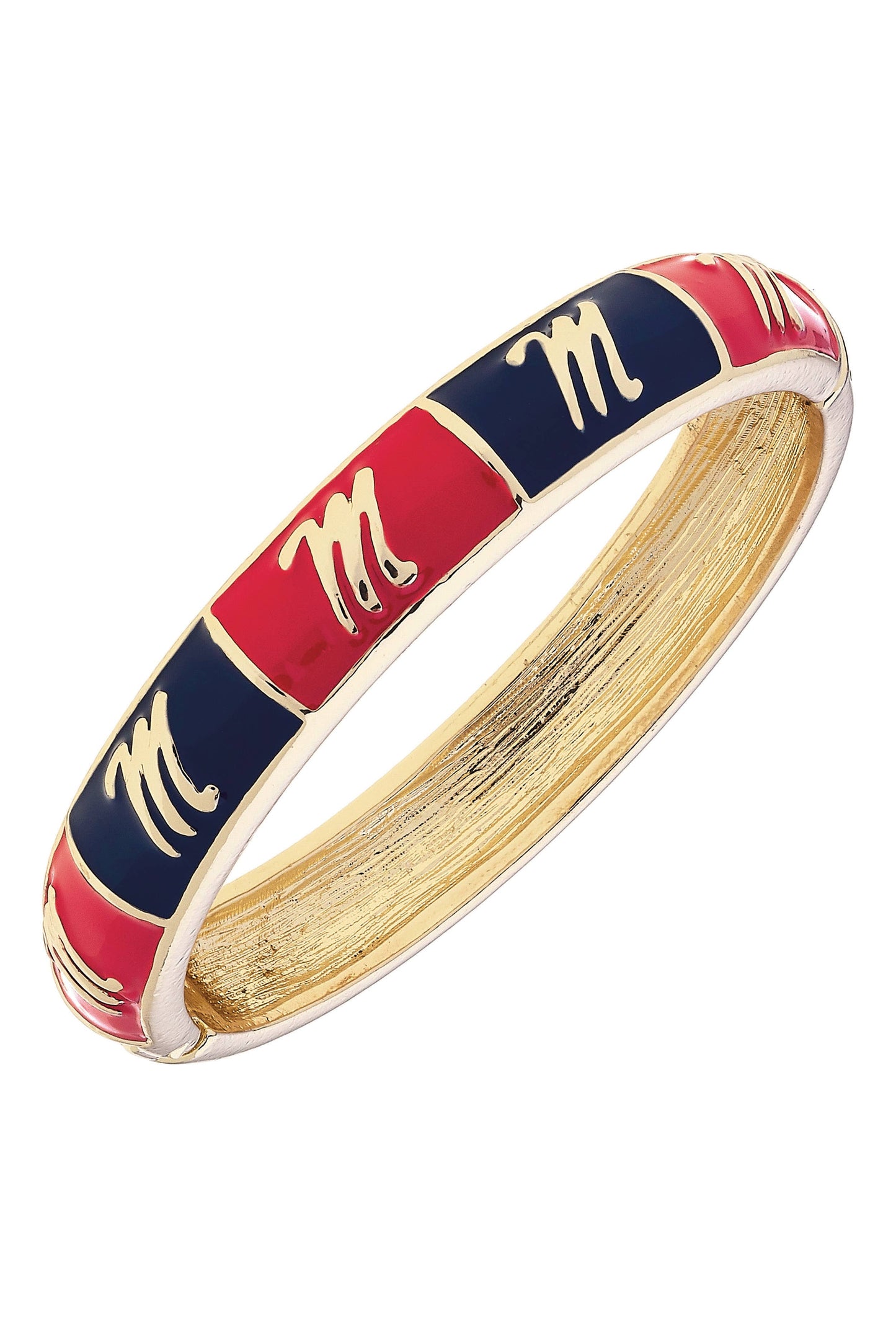Ole Miss Rebels Sculpted Enamel Checkered Hinge Bangle: Red