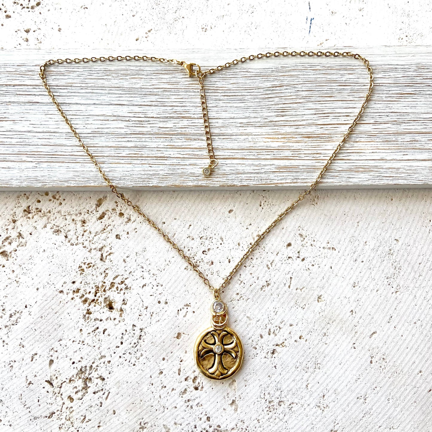 Cross religious jewelry bible lord pray holy God necklace: Gold