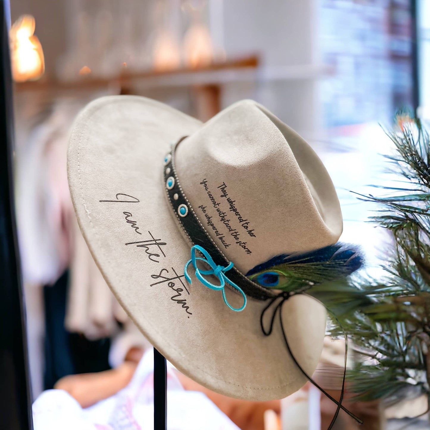 I am The Storm Burned Hat Western Hat Rancher Cowboy: Tan