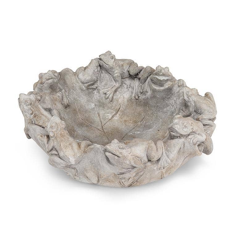 Shallow Garden Bowl with Frogs-10"D
