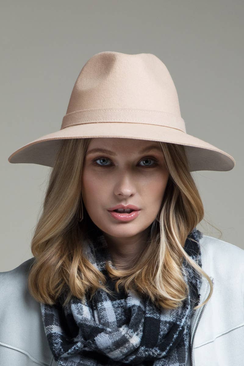 100% Wool Simplistic Panama Hat: Black / OS