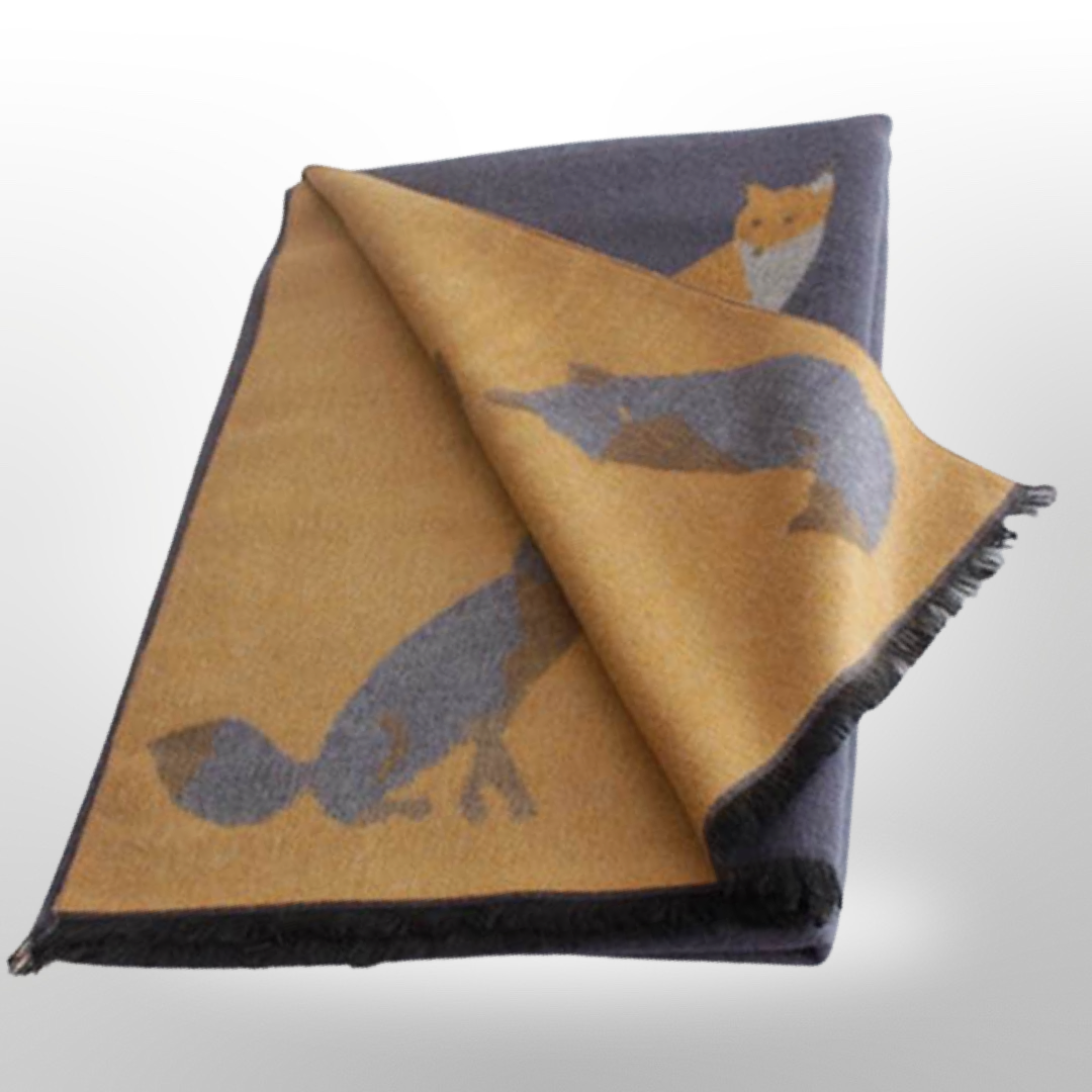 Tallyho Mr Fox Soft Winter Scarf Shawl: Wine/Beige