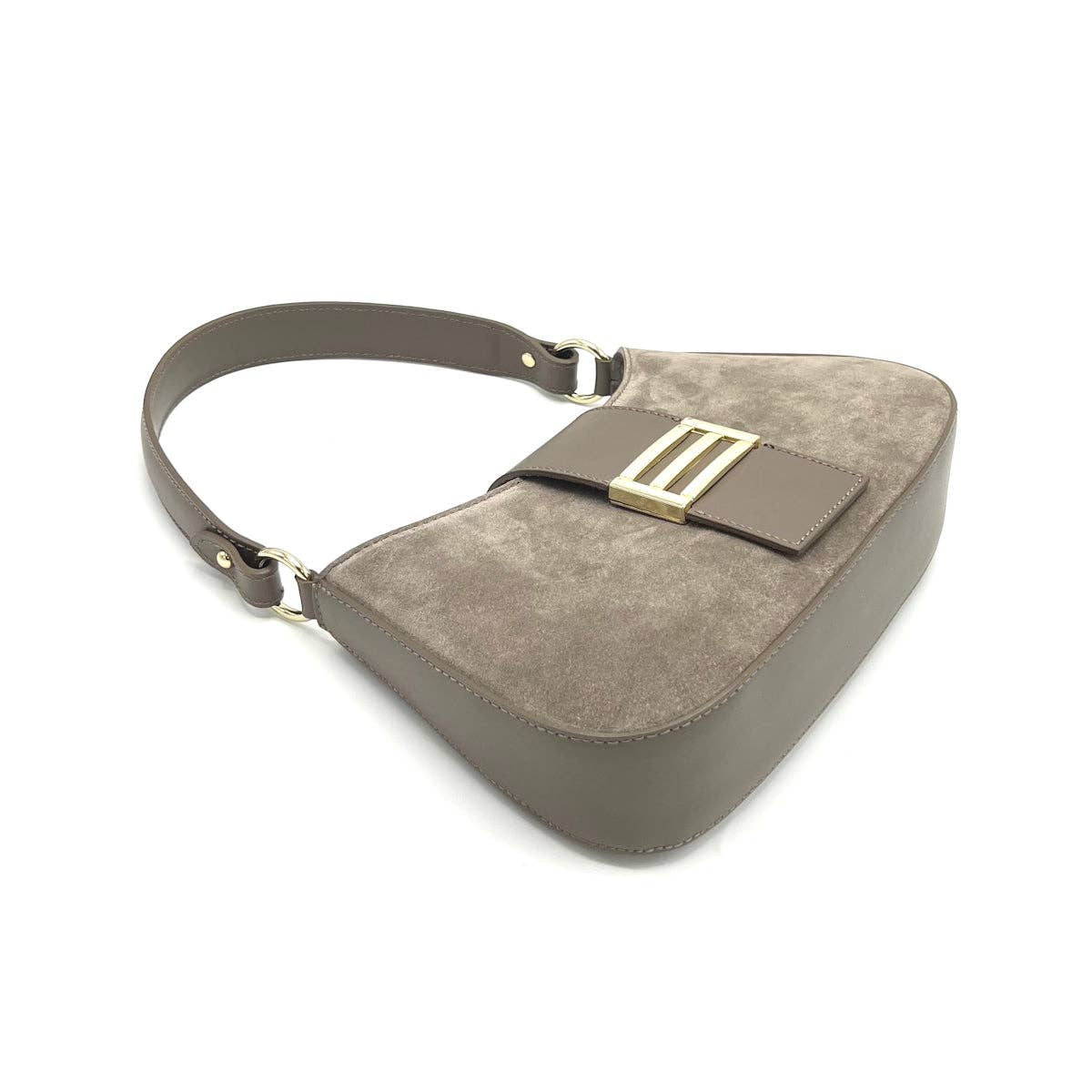 Suede leather shoulder bag,  Camel