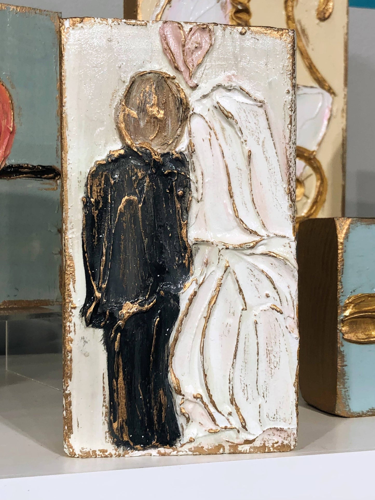 Bride and Groom Wedding Block Painting