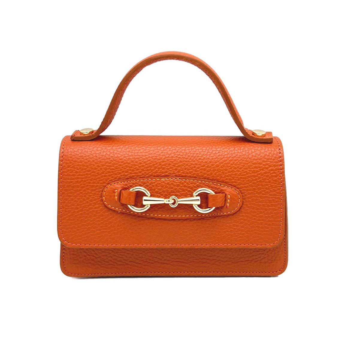 Genuine Leather Horse Bit Handbag with Chain. Made in Italy ~ Green