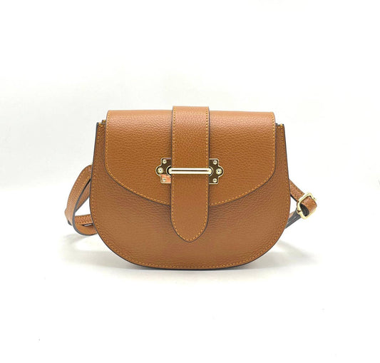 Genuine leather shoulder bag, Made in Italy ~ Camel