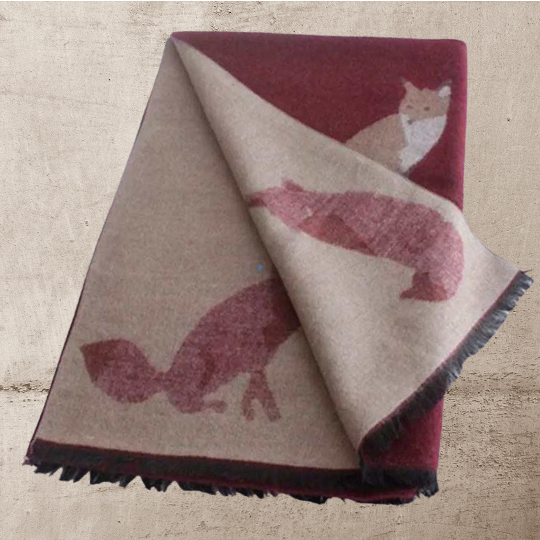 Tallyho Mr Fox Soft Winter Scarf Shawl: Dark Grey/Mustard