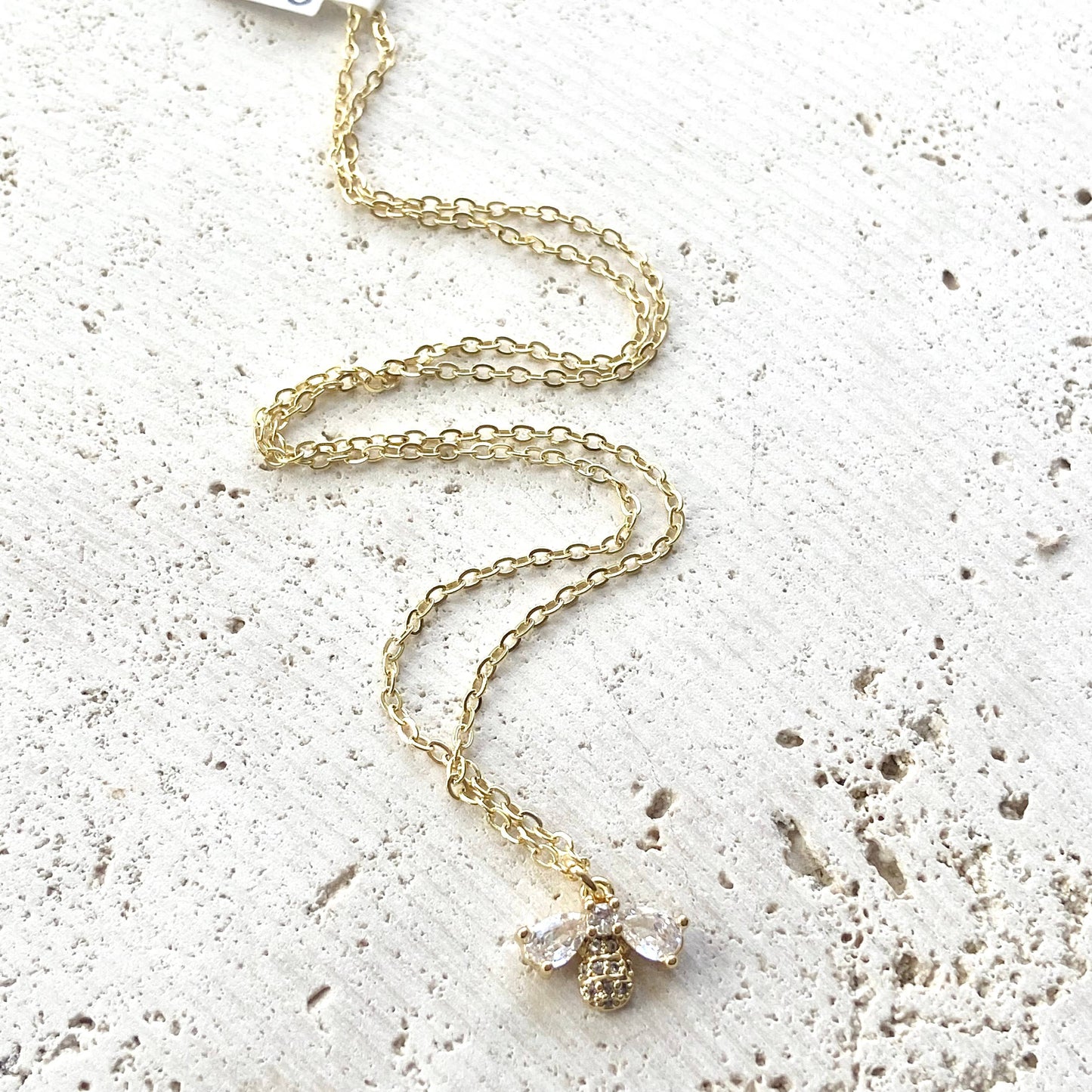 Bee necklace dainty jewelry crystal gold necklace