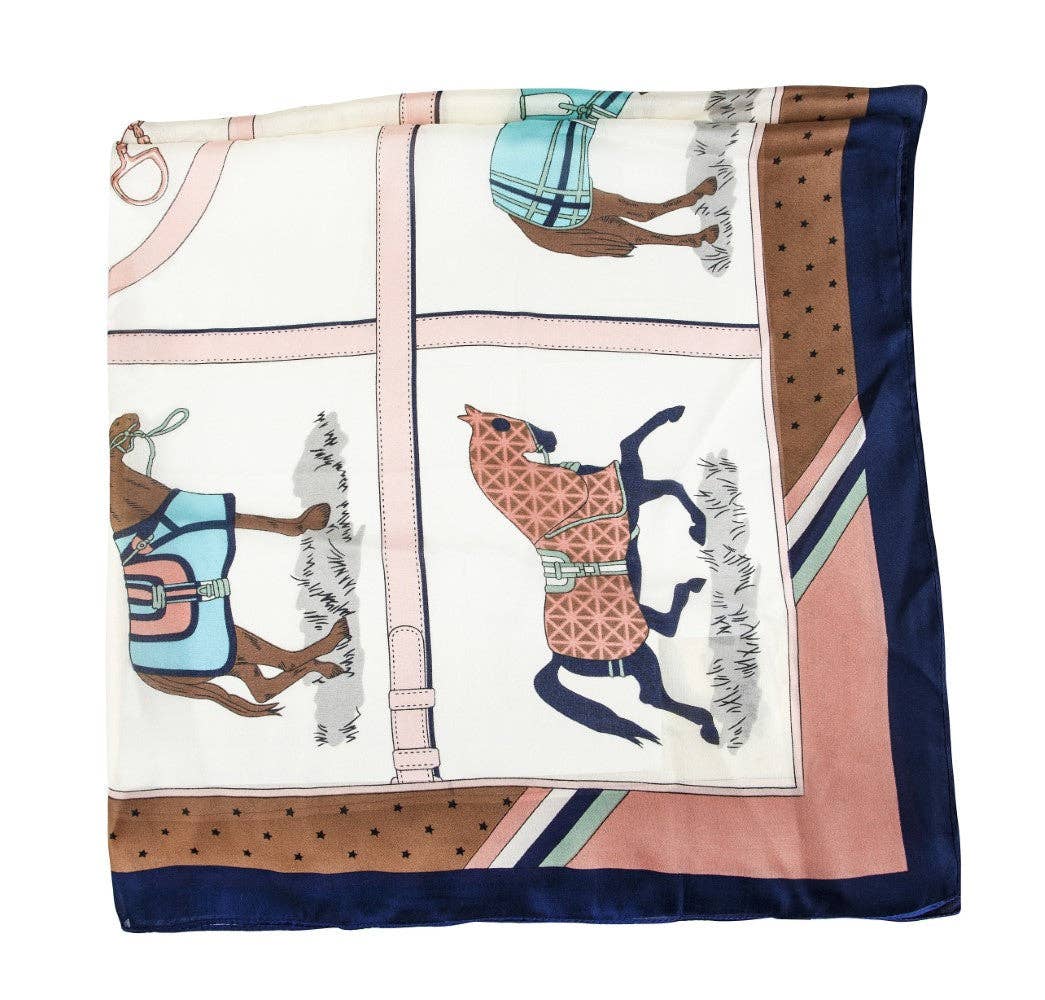 AWST Int'l. Silky Scarf- Horses in Blankets