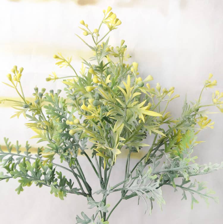 14" Artificial Flocked frosty Dusty Miller Bush: Blush Pink