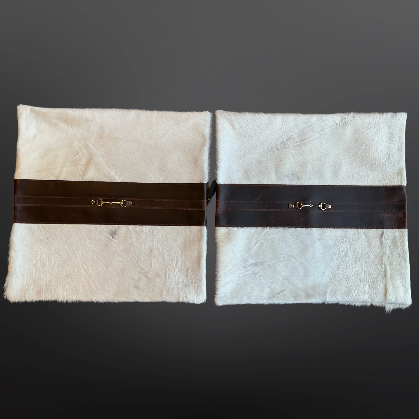 Snaffle Bit Cowhide Leather Pillow Cover 18”