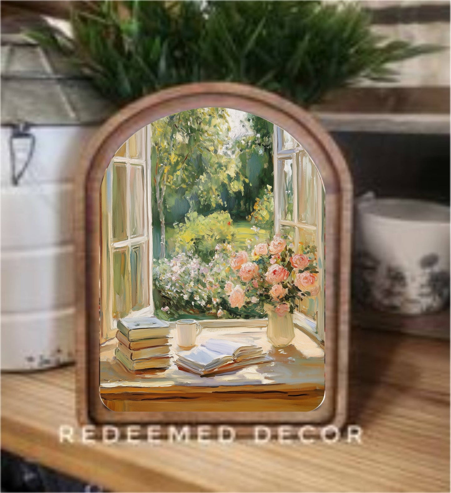 Arch Top Spring Window Framed Art : 6x8"